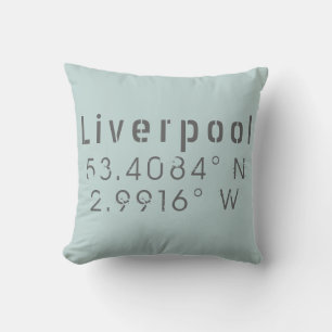 Cojín Decorativo Longitud de latitud del Liverpool