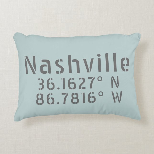 Cojín Decorativo Longitud de Nashville TN Latitude (Anverso)