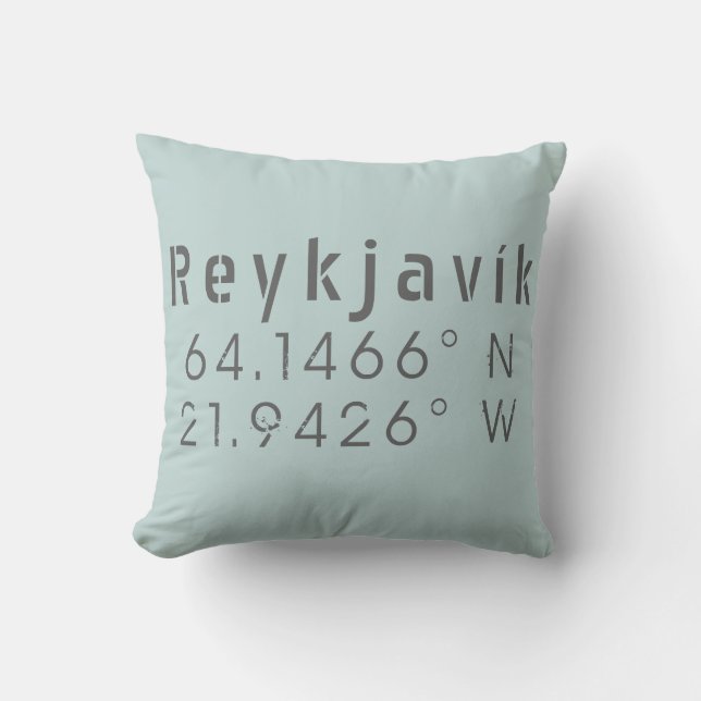Cojín Decorativo Longitud de Reykjavík Latitude (Anverso)