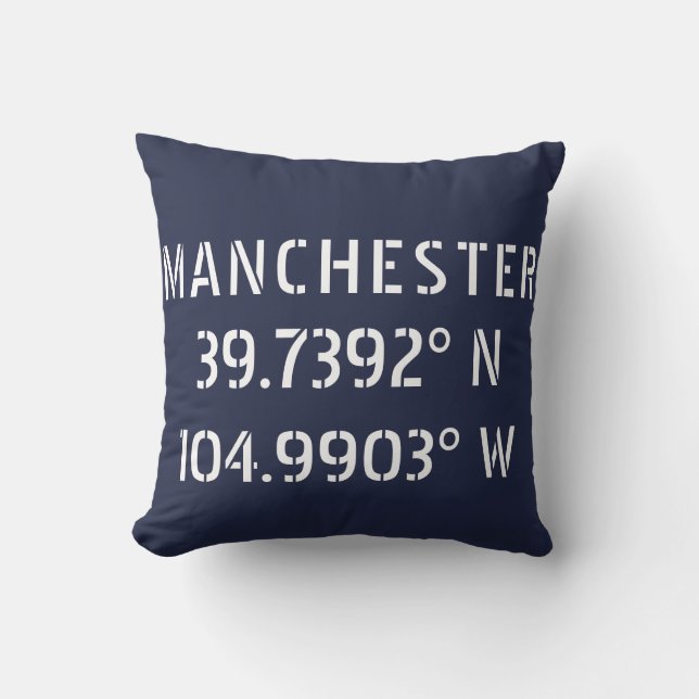Cojín Decorativo Longitud del Manchester Latitude (Anverso)