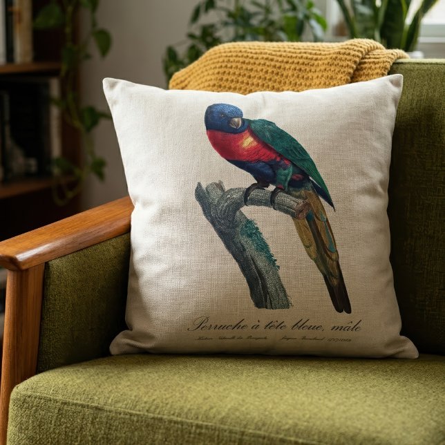 Cojín Decorativo Loriquito Arcoíris Macho, Trichoglossus Moluccanus (Rainbow Lorikeet Male, Trichoglossus Moluccanus. Throw Pillow)