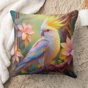 Cojín Decorativo Loro Cacatúa Ala Irisada Ave Fantasía