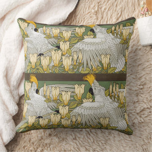 Cojín Decorativo Loro Cacatúa Verde Salvia Vintage Arte Magnolia