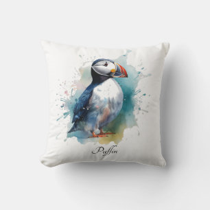 Cojín Decorativo Loro común de acuarela adorable, personalizado