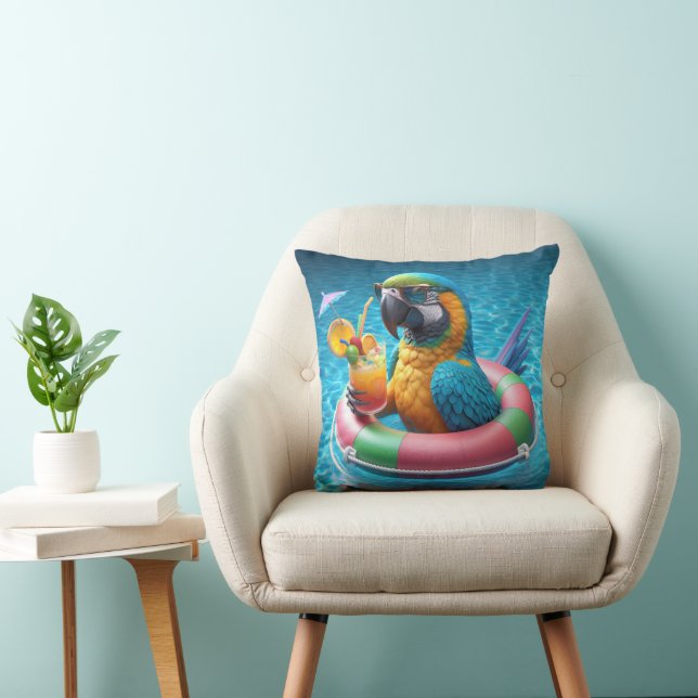 Cojín Decorativo Loro en una piscina (Silla)