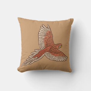 Cojín Decorativo Loro en vuelo, óxido, crema y camello Tan