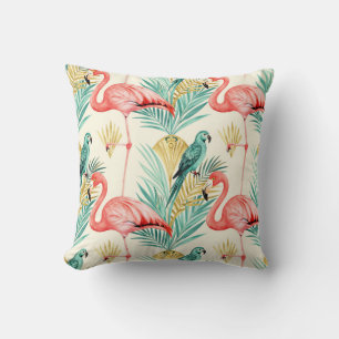 Cojín Decorativo Loro Flamingo Tropical Jungla