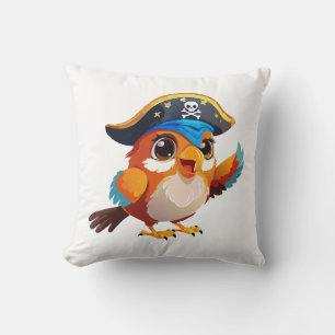 Cojín Decorativo Loro pirata de dibujos animados lindo