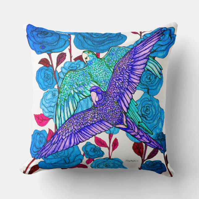 Cojín Decorativo Loros Azules (Anverso)