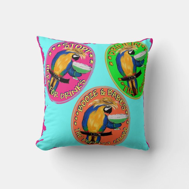COJÍN DECORATIVO LOROS BORRACHOS (Anverso)
