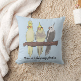 Cojín Decorativo Loros Cacatúas Adorables Reunidos en Percha Amante