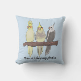 Cojín Decorativo Loros Cacatúas Adorables Reunidos en Percha Amante
