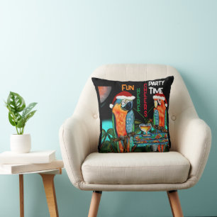 COJÍN DECORATIVO LOROS DE FIESTA   