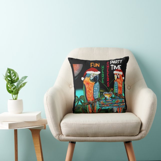 COJÍN DECORATIVO LOROS DE FIESTA    (Silla)