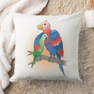 Cojín Decorativo Loros Tropicales Feliz Día de la Madre