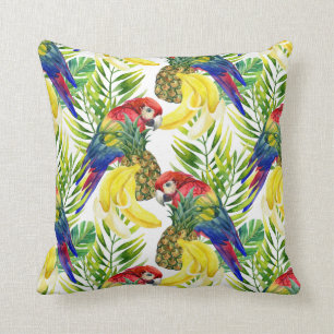 Cojín Decorativo Loros y fruta tropical