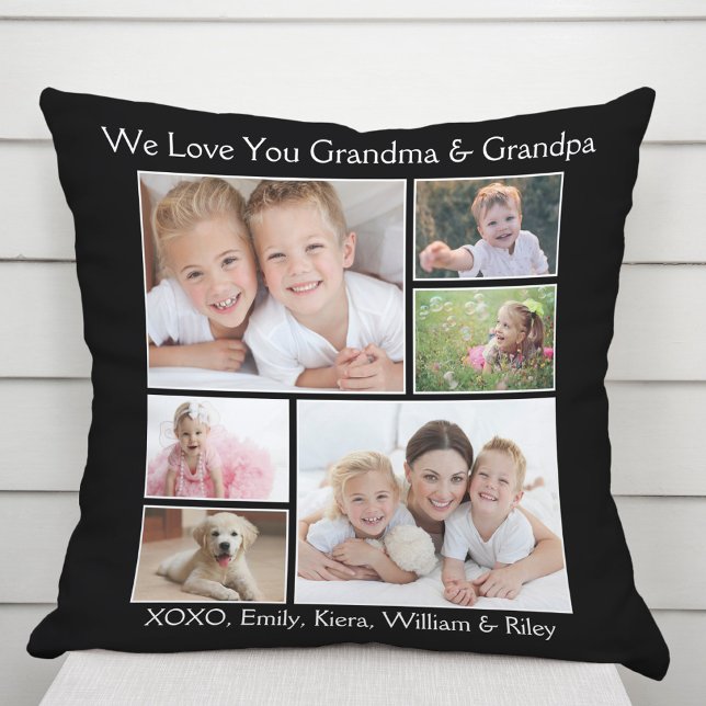 Cojín Decorativo Los abuelos aman la foto personalizada de negro (Subido por el creador)