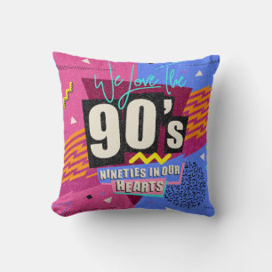 Cojín Decorativo Los años 90 y 80 poster. Amamos Los 90. Estilo ret