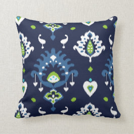 Cojín Decorativo Los azules marinos oscuros frescos y el ikat