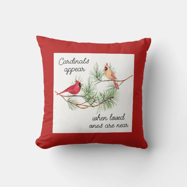 Cojín Decorativo Los cardenales aparecen cuando los seres queridos  (Anverso)
