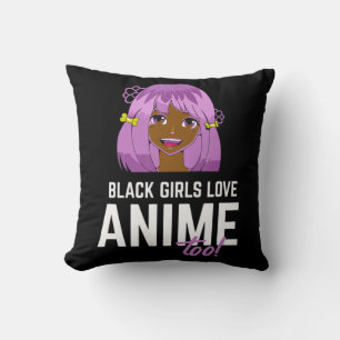 Cojín Decorativo Los Chicas negros adoran a Anime con los afroameri