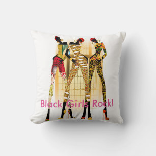 Cojín Decorativo ¡Los Chicas negros rockean!