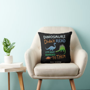 Cojín Decorativo Los dinosaurios no leyeron libros miren lo que pas