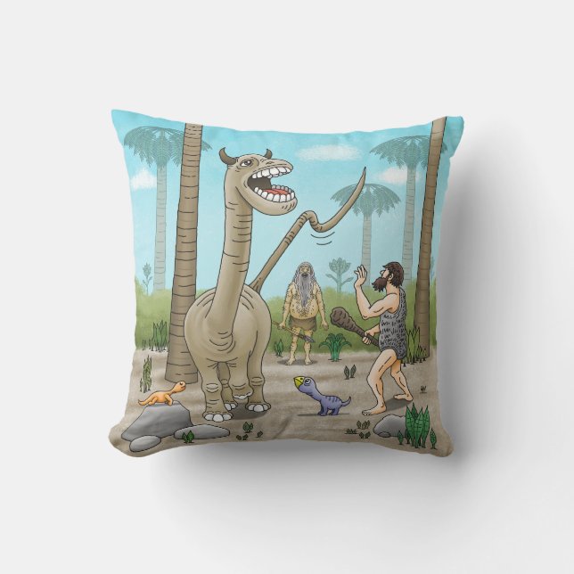 Cojín Decorativo Los dinosaurios se encuentran con la edad de piedr (Anverso)