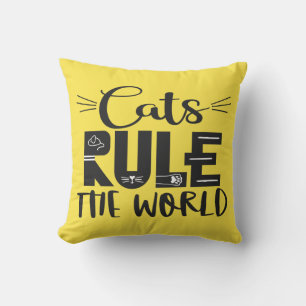 Cojín Decorativo Los gatos dominan el mundo letras de moda bigotes
