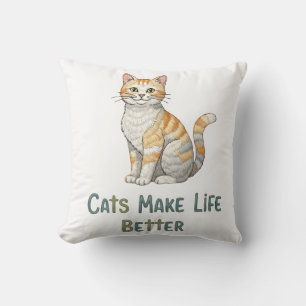 Cojín Decorativo Los gatos mejoran la vida