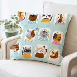 Cojín Decorativo Los gatos Personalizados, la almohada, los rostros
