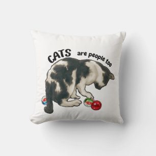 Cojín Decorativo LOS GATOS son gente también, gato y CANICAS