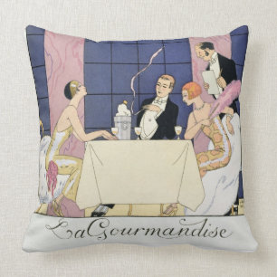 Cojín Decorativo Los Gourmands, 1920-30 (impresión del pochoir)