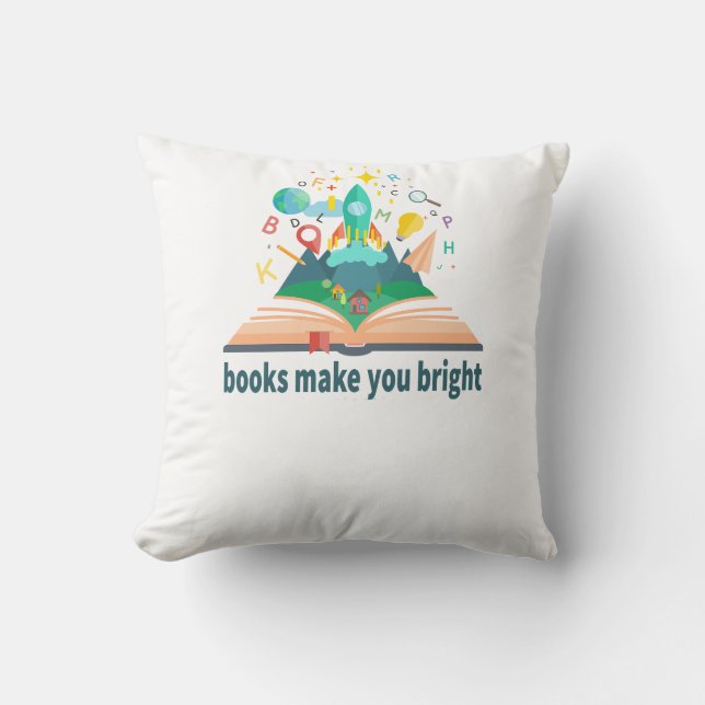 Cojín Decorativo Los libros te hacen brillante (Anverso)