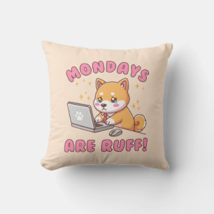 Cojín Decorativo Los Lunes Son un Desastre - Perro Shiba Inu Kawaii