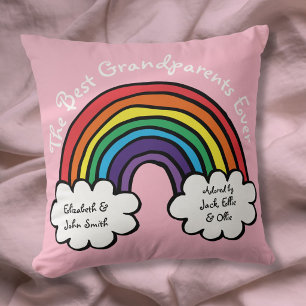 Cojín Decorativo Los mejores abuelos jamás Colorido Arcoíris Rosa