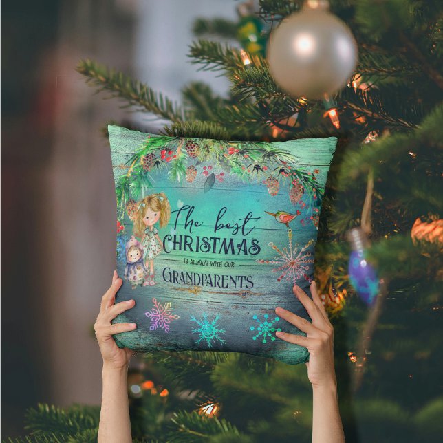 Cojín Decorativo Los mejores Navidades con abuelos (Best Christmas with Grandparents Throw Pillow front)