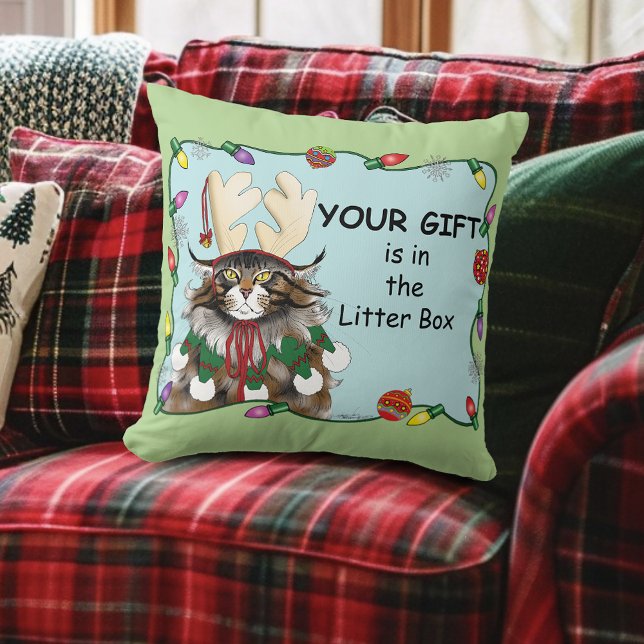 Cojín Decorativo Los navidades le dan gracia al gato verde (Subido por el creador)