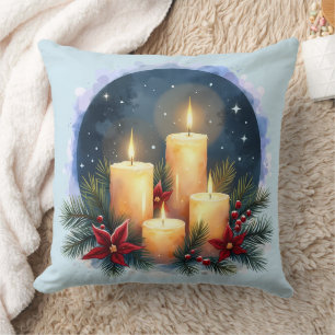 Cojín Decorativo Los navidades lucen velas con Poinsettias