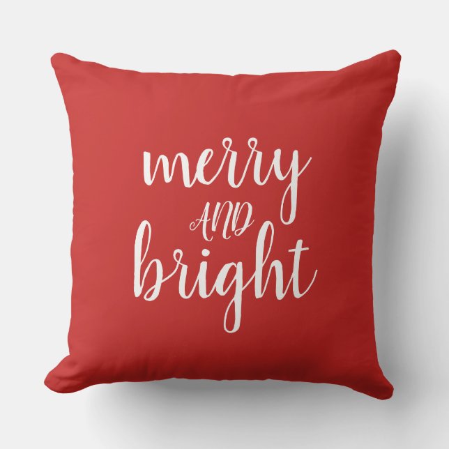 Cojín Decorativo Los Navidades merry y brillantes rojos (Anverso)