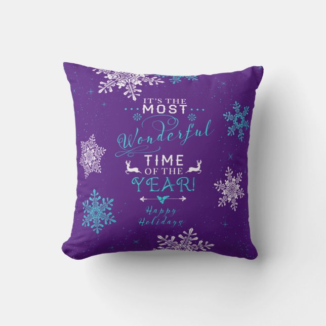 Cojín Decorativo Los Navidades turquesa morado de tiempo más maravi (Anverso)