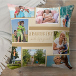 Cojín Decorativo Los nietos hacen de la vida un gran Collage de fot<br><div class="desc">Elegante almohada arrojada con collage de fotos personalizados y cita para abuelos. El diseño está impreso a ambos lados de la almohada y cuenta con 8 fotografías propias. La cita está escrita a mano y dice "Los nietos hacen la vida grandiosa". La plantilla de fotos está configurada para que añadas...</div>