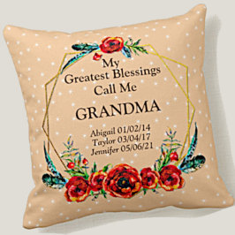 Cojín Decorativo Los niños de la abuela del Día de la Madre nombran