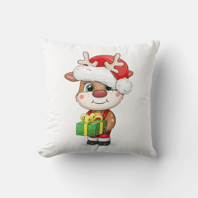Cojín Decorativo Los personalizados Navidades de ciervo. (Anverso)