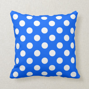 Cojín Decorativo Los puntos de polka blanco sobre el azul real