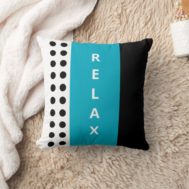 Cojín Decorativo Los puntos de polka relajan el azul celeste negro (Manta)
