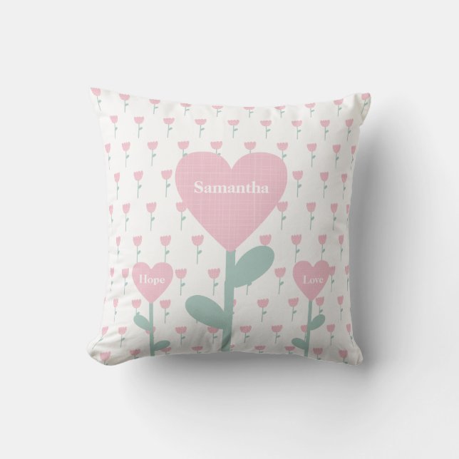 Cojín Decorativo Los Tulipanes Rosados Llaman Amor Esperanza Cute G (Anverso)