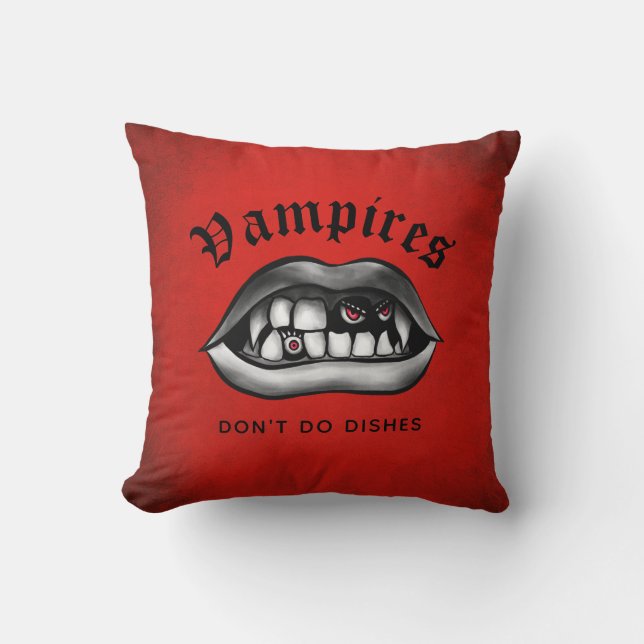 Cojín Decorativo Los vampiros no preparan platos graciosos (Anverso)