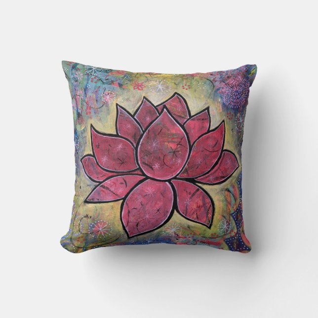Cojín Decorativo Lotus colorido, pacífico (Anverso)