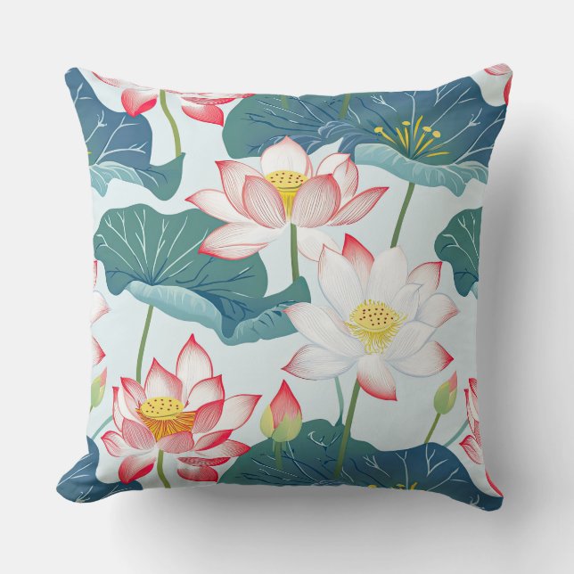 Cojín Decorativo Lotus rojo y rosa (Anverso)